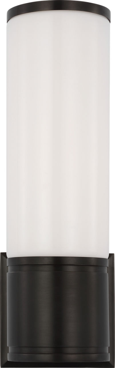 Halford 14" Bath Sconce | Bronze | White Glass