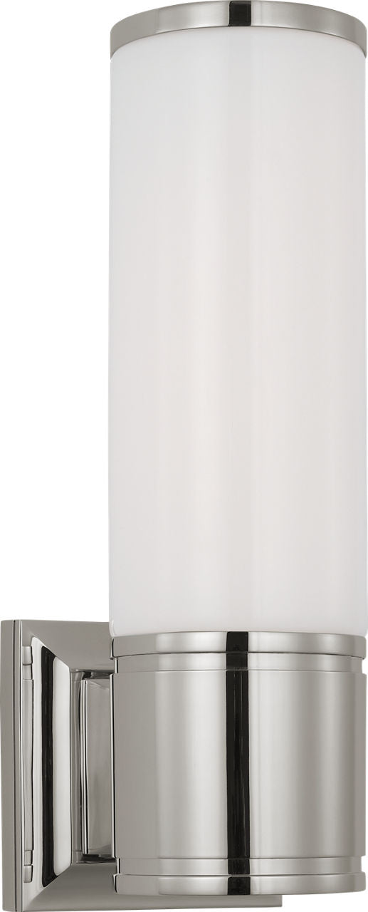 Halford 14" Bath Sconce | Polished Nickel | White Glass