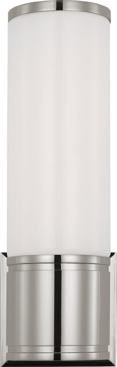 Halford 14" Bath Sconce | Polished Nickel | White Glass