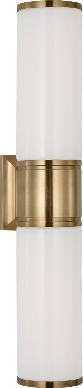 Halford 22" Double Bath Sconce | Antique-Burnished Brass | White Glass