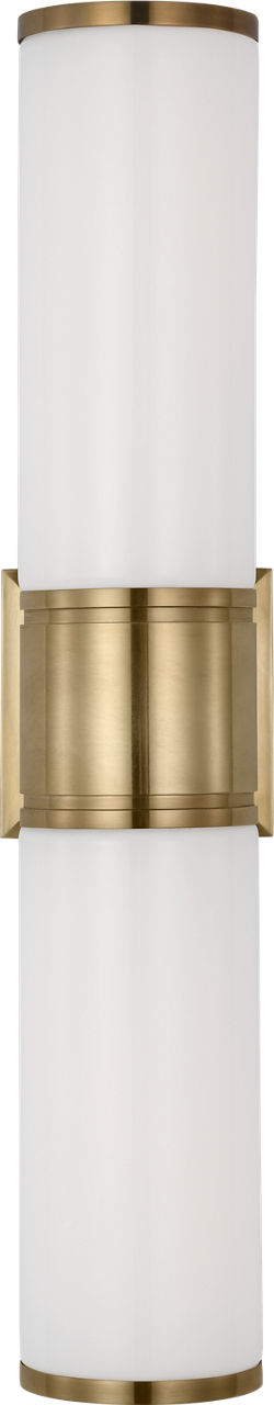 Halford 22" Double Bath Sconce | Antique-Burnished Brass | White Glass