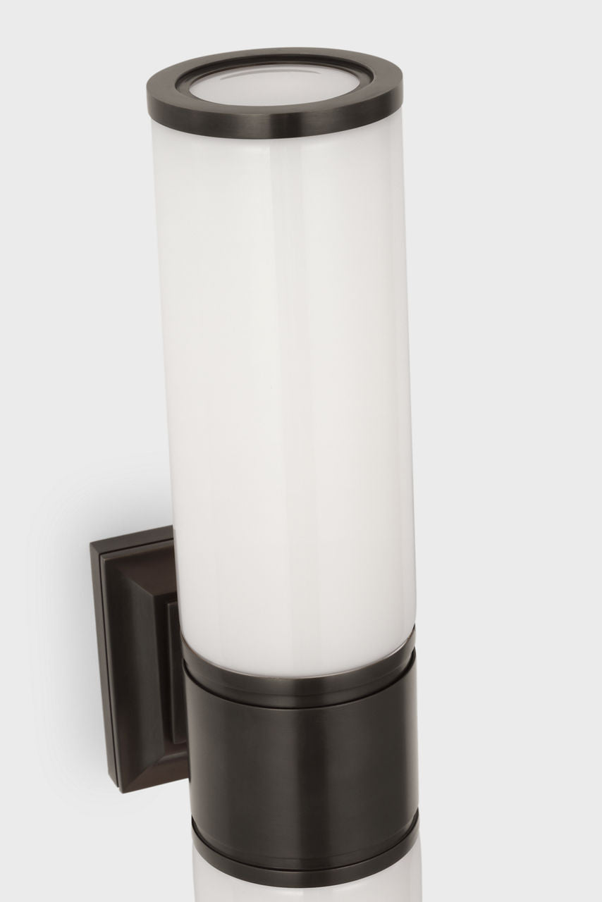 Halford 22" Double Bath Sconce | Bronze | White Glass