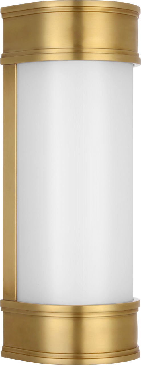 Marden 12" Salon Bath Sconce | Antique-Burnished Brass | White Glass