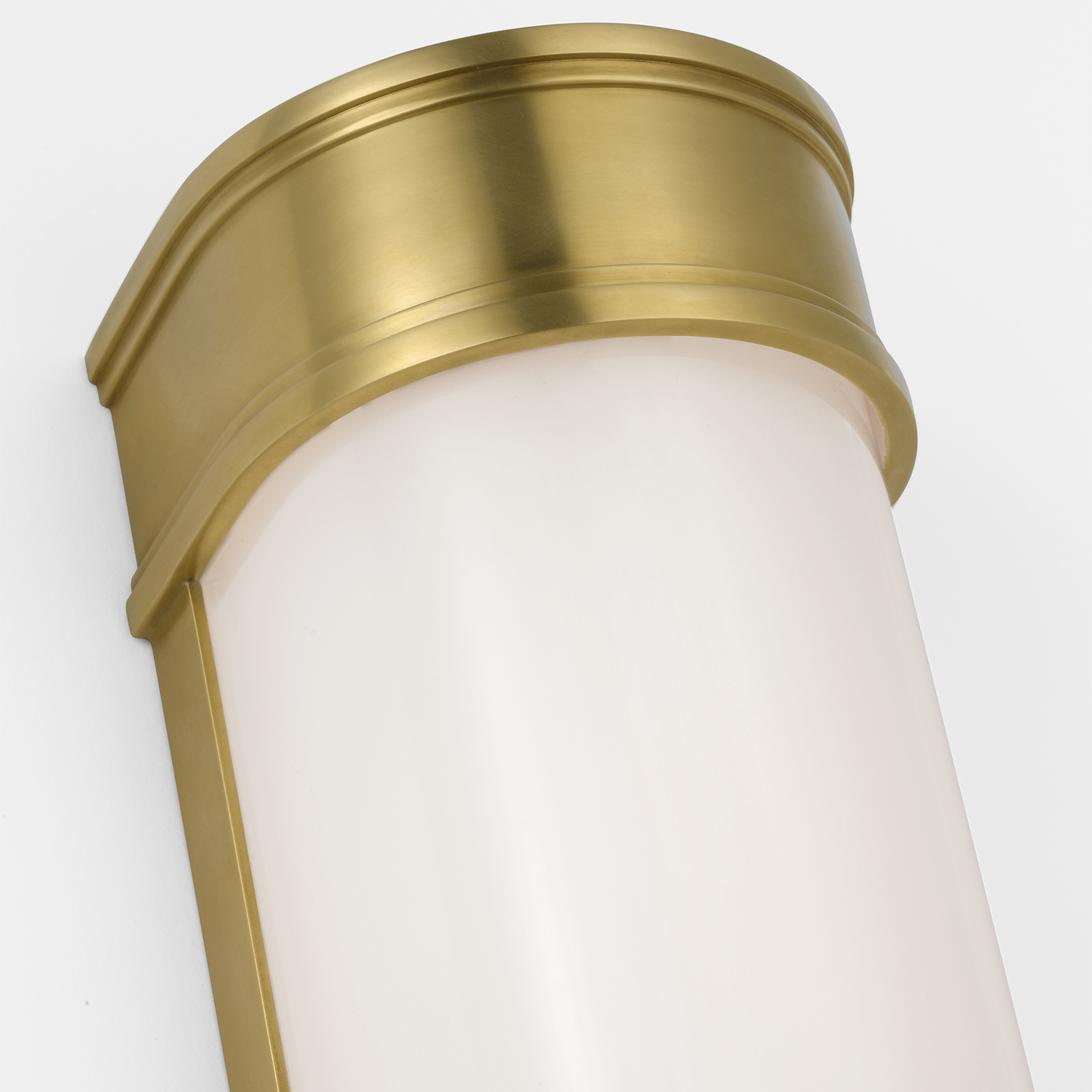 Marden 12" Salon Bath Sconce | Antique-Burnished Brass | White Glass