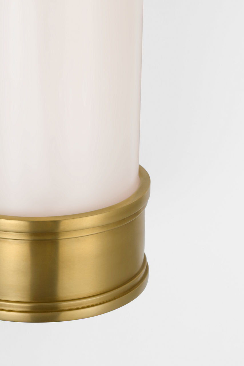 Marden 12" Salon Bath Sconce | Antique-Burnished Brass | White Glass