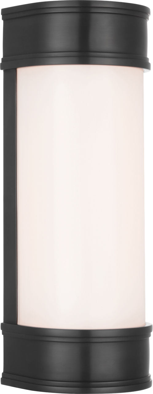 Marden 12" Salon Bath Sconce | Bronze | White Glass