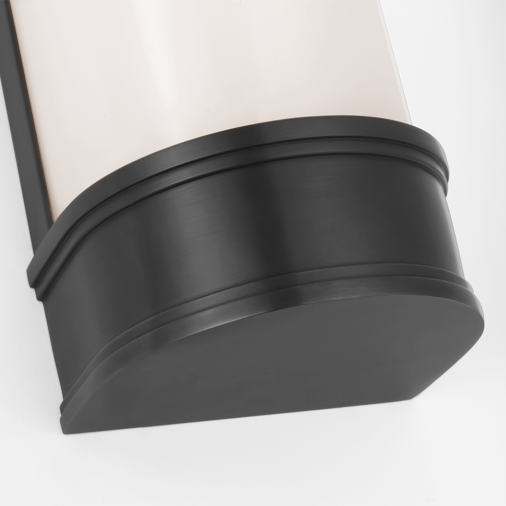 Marden 12" Salon Bath Sconce | Bronze | White Glass