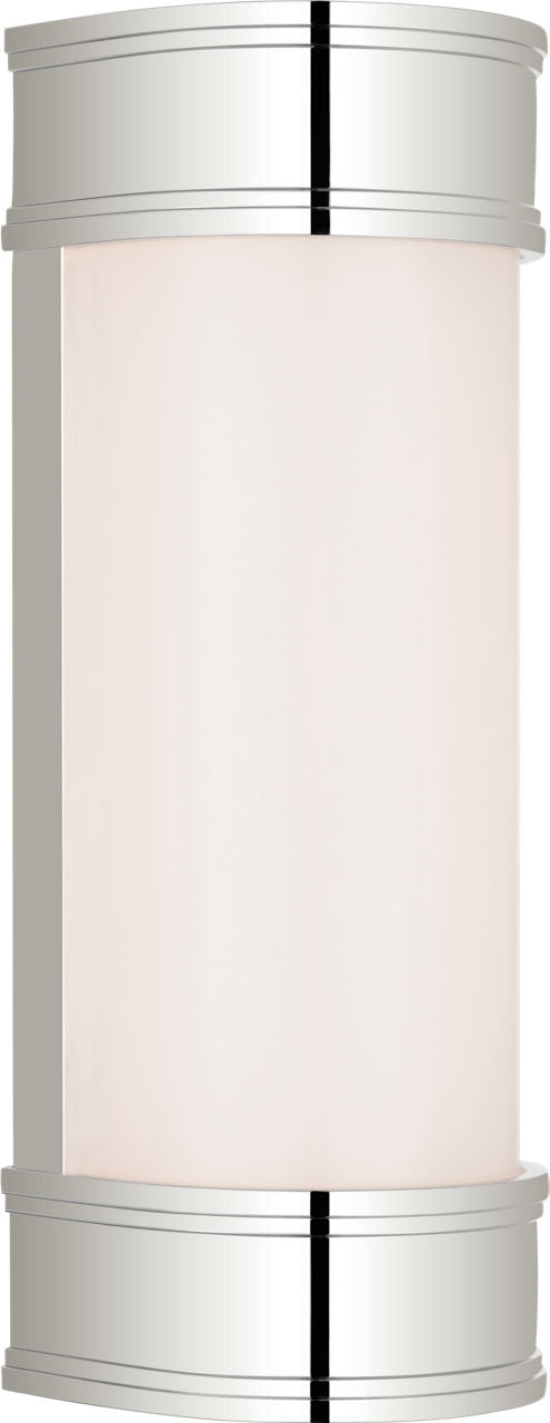 Marden 12" Salon Bath Sconce | Polished Nickel | White Glass