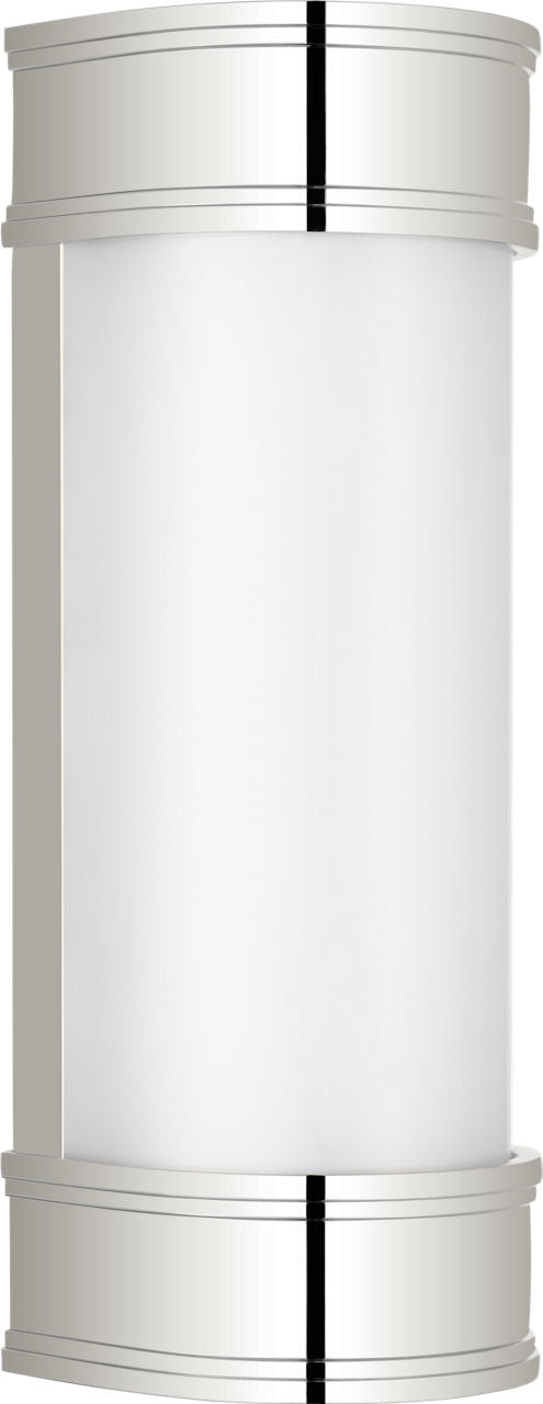 Marden 12" Salon Bath Sconce | Polished Nickel | White Glass