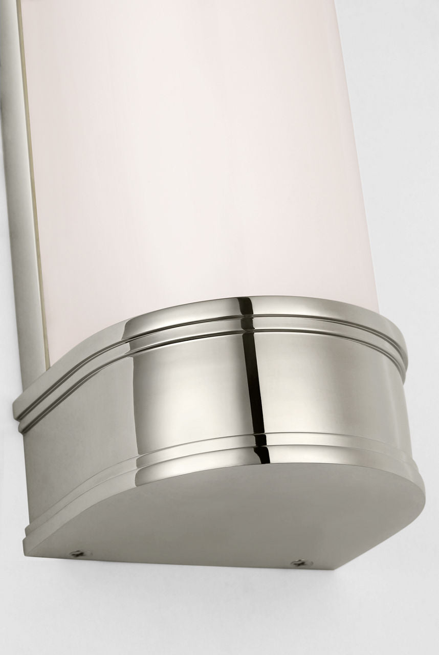 Marden 12" Salon Bath Sconce | Polished Nickel | White Glass