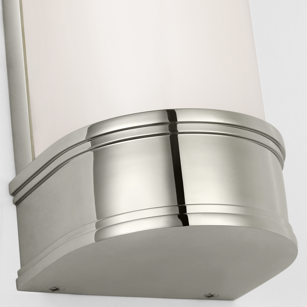 Marden 12" Salon Bath Sconce | Polished Nickel | White Glass