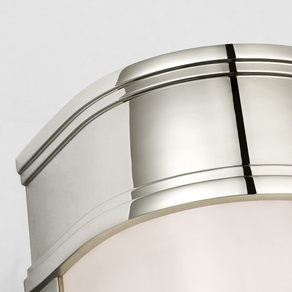 Marden 12" Salon Bath Sconce | Polished Nickel | White Glass