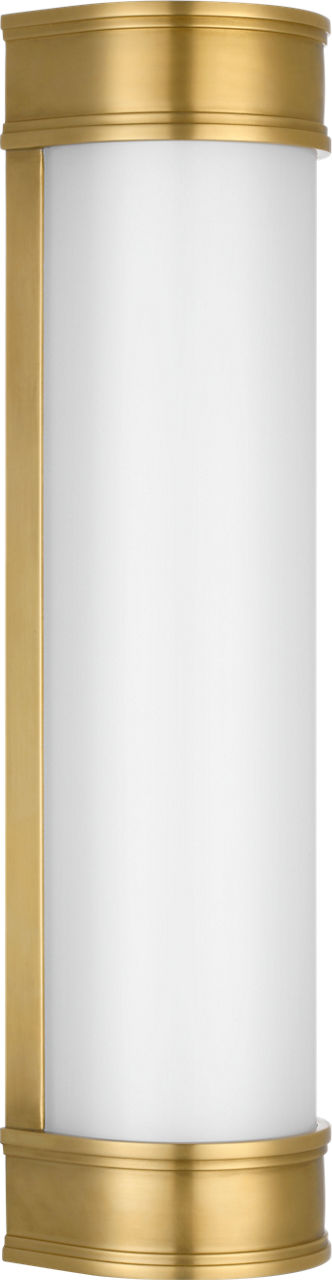 Marden 18" Salon Bath Sconce | Antique-Burnished Brass | White Glass