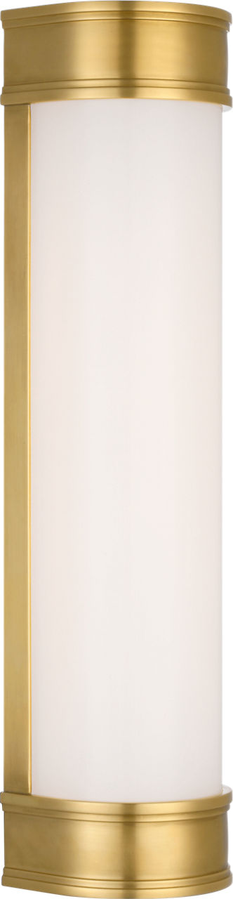 Marden 18" Salon Bath Sconce | Antique-Burnished Brass | White Glass