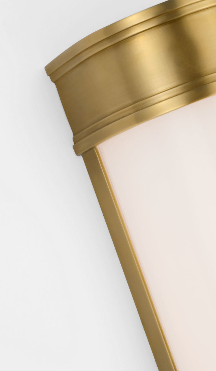 Marden 18" Salon Bath Sconce | Antique-Burnished Brass | White Glass