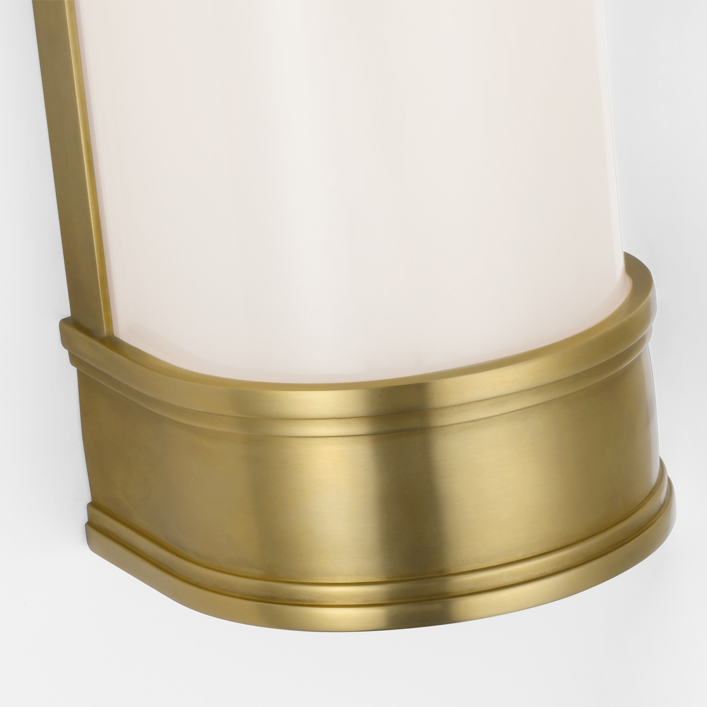 Marden 18" Salon Bath Sconce | Antique-Burnished Brass | White Glass