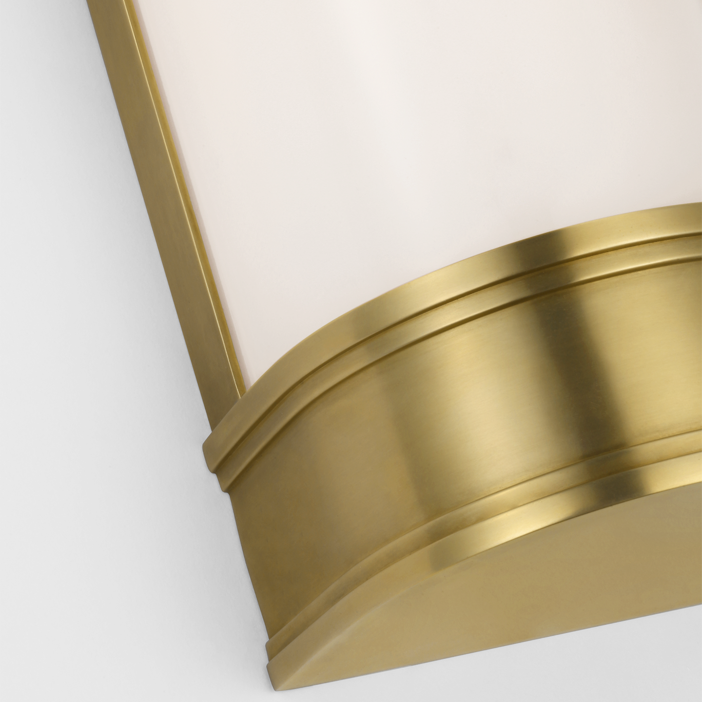 Marden 18" Salon Bath Sconce | Antique-Burnished Brass | White Glass