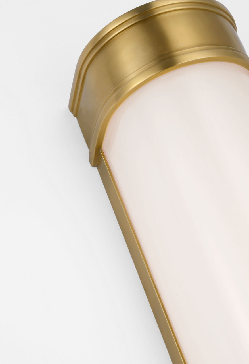 Marden 18" Salon Bath Sconce | Antique-Burnished Brass | White Glass