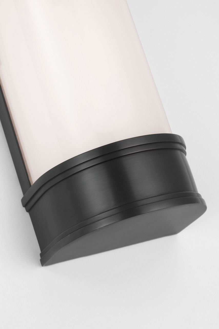 Marden 18" Salon Bath Sconce | Bronze | White Glass