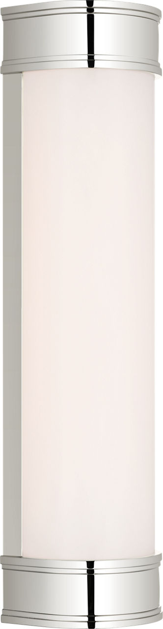 Marden 18" Salon Bath Sconce | Polished Nickel | White Glass