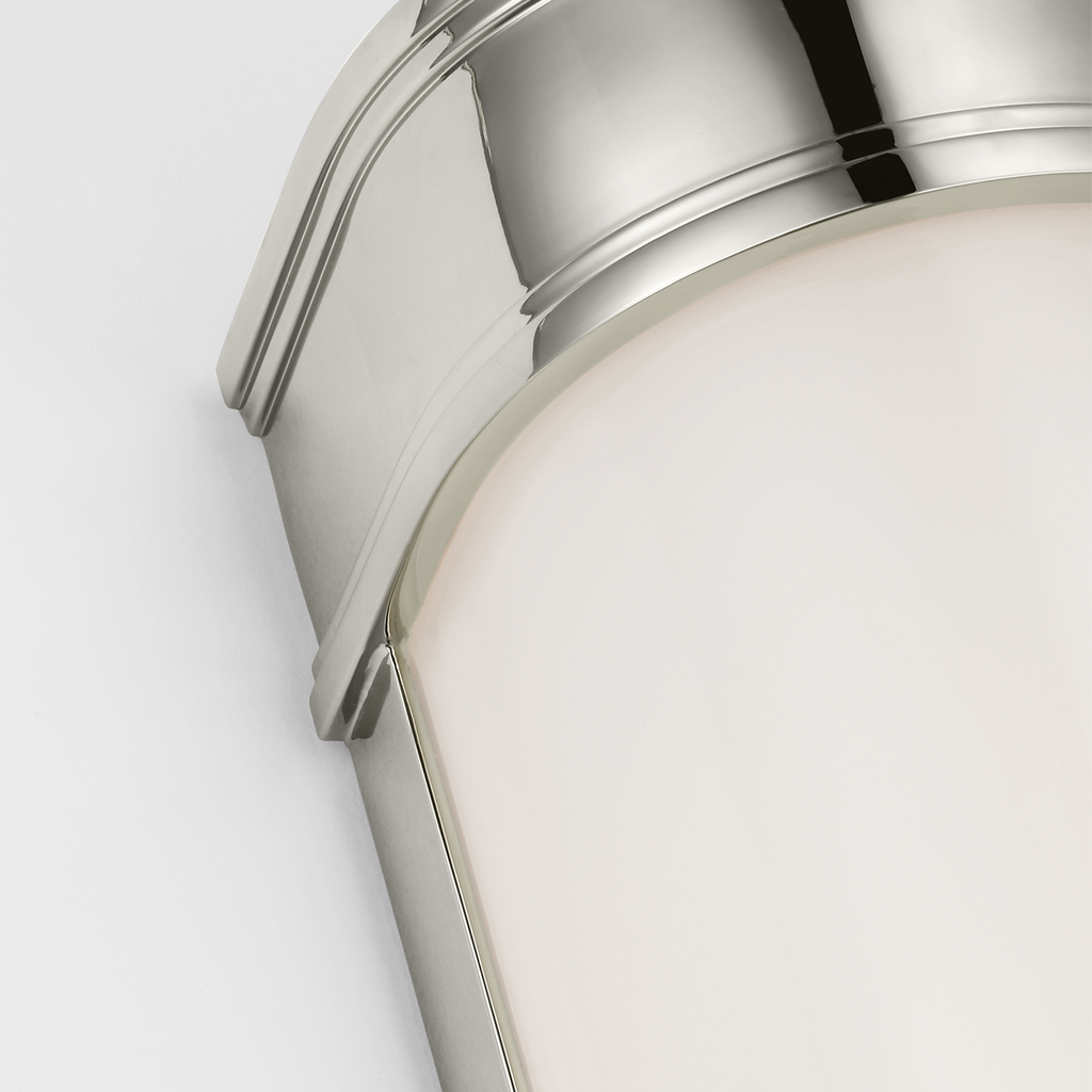 Marden 18" Salon Bath Sconce | Polished Nickel | White Glass