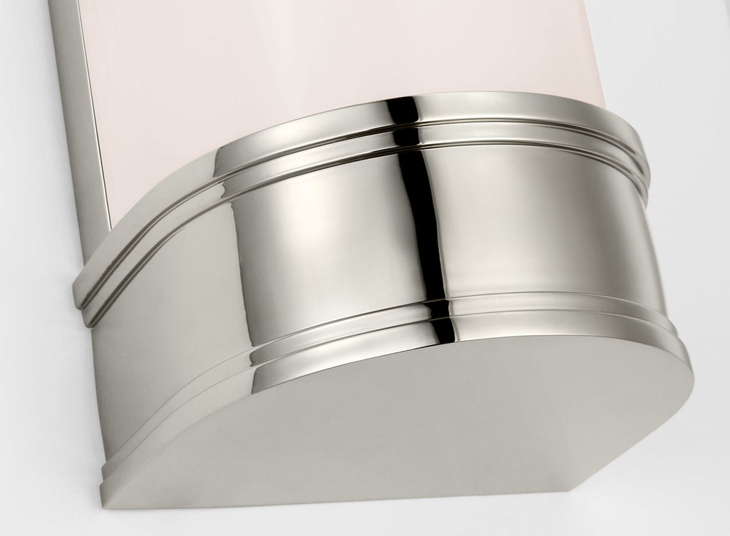 Marden 18" Salon Bath Sconce | Polished Nickel | White Glass