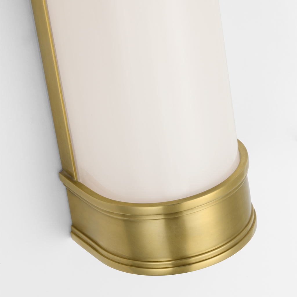 Marden 24" Salon Bath Sconce | Antique-Burnished Brass | White Glass