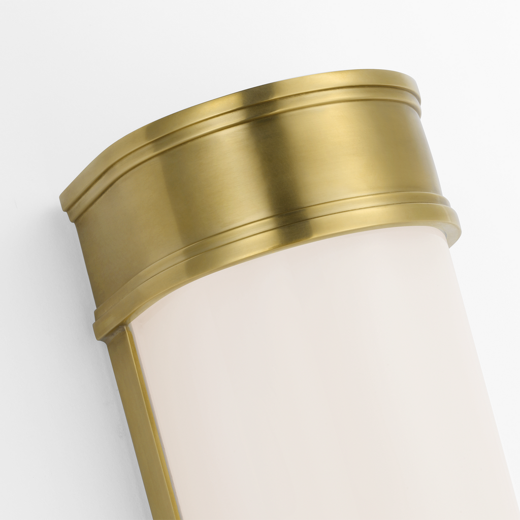Marden 24" Salon Bath Sconce | Antique-Burnished Brass | White Glass