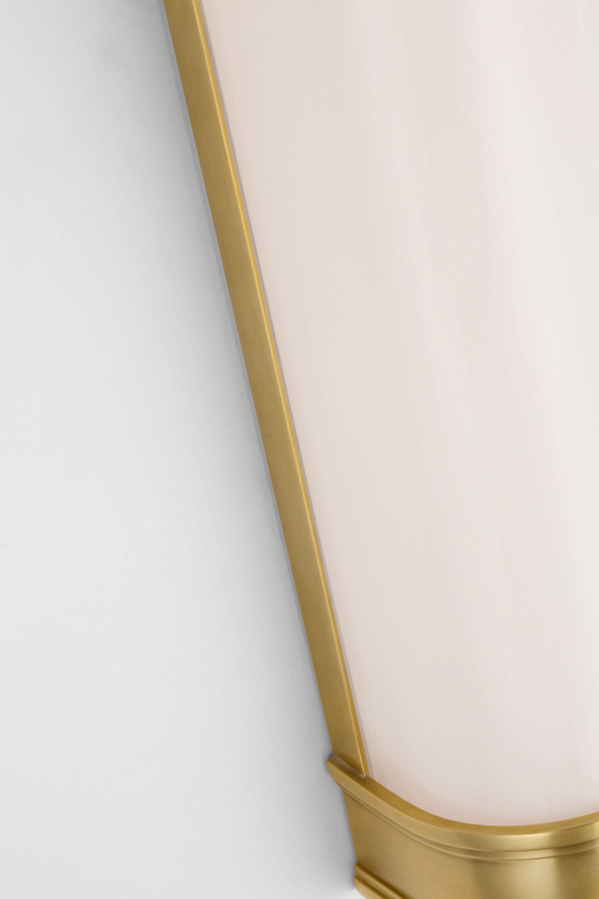Marden 24" Salon Bath Sconce | Antique-Burnished Brass | White Glass
