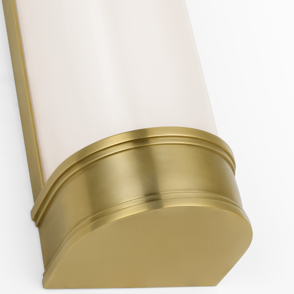 Marden 24" Salon Bath Sconce | Antique-Burnished Brass | White Glass