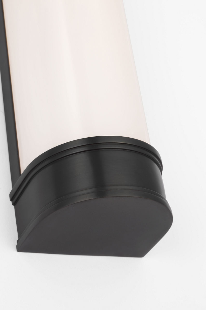 Marden 24" Salon Bath Sconce | Bronze | White Glass