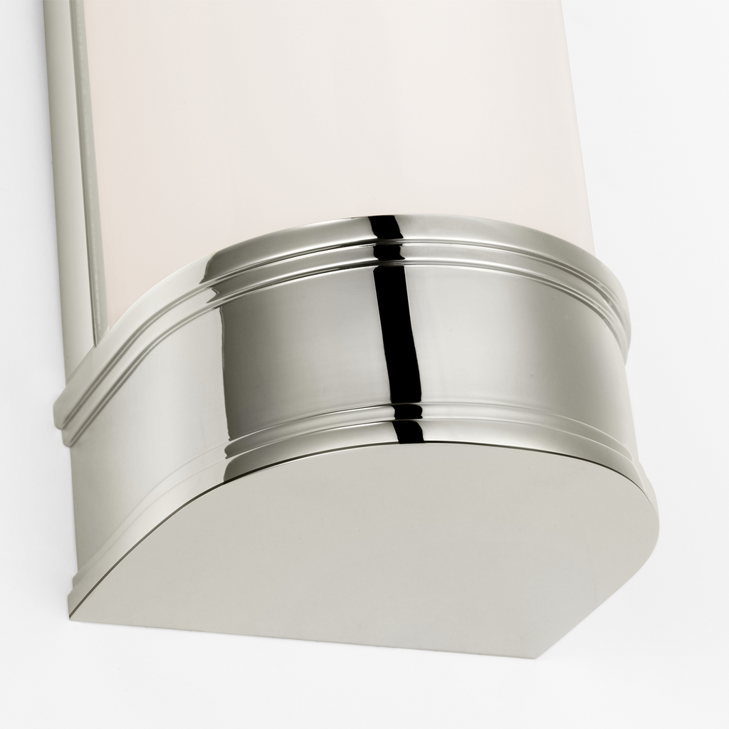 Marden 24" Salon Bath Sconce | Polished Nickel | White Glass