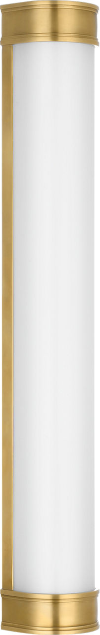 Marden 30" Salon Bath Sconce | Antique-Burnished Brass | White Glass