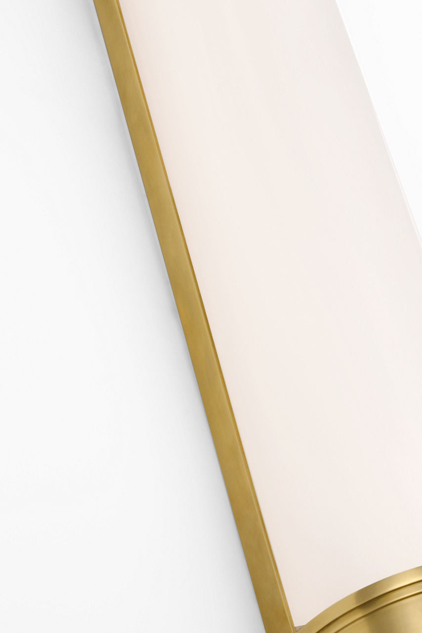 Marden 30" Salon Bath Sconce | Antique-Burnished Brass | White Glass