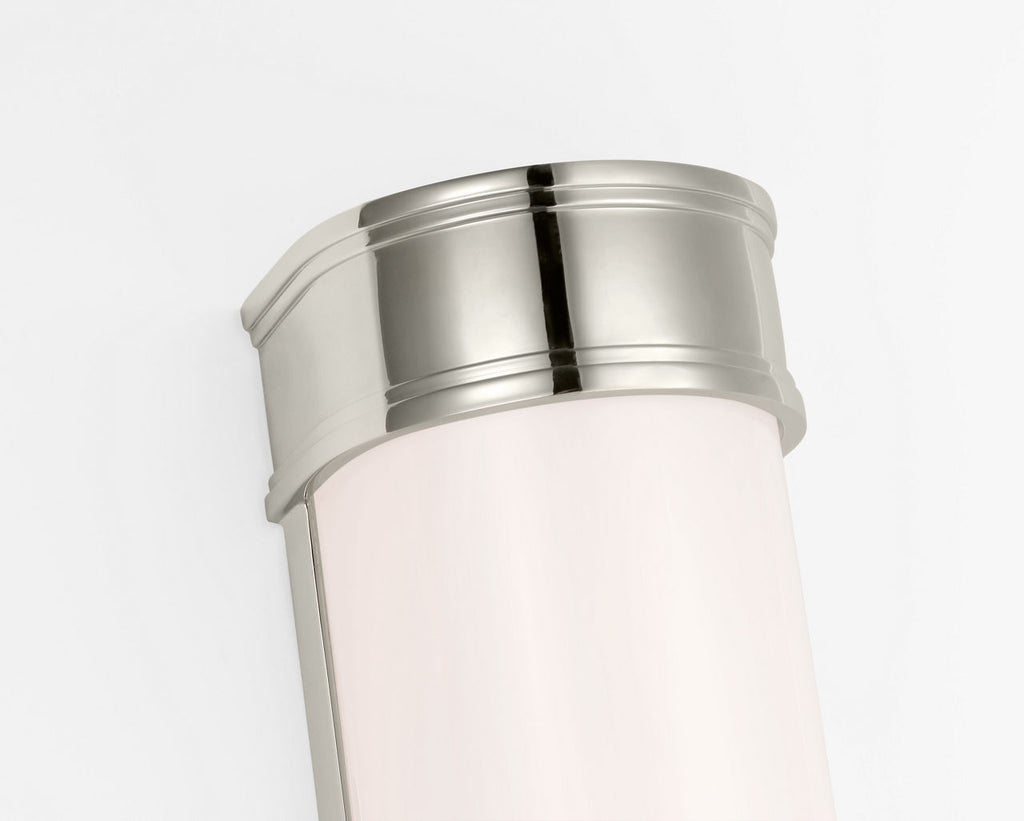 Marden 30" Salon Bath Sconce | Polished Nickel | White Glass