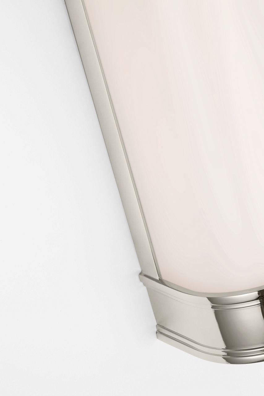 Marden 30" Salon Bath Sconce | Polished Nickel | White Glass