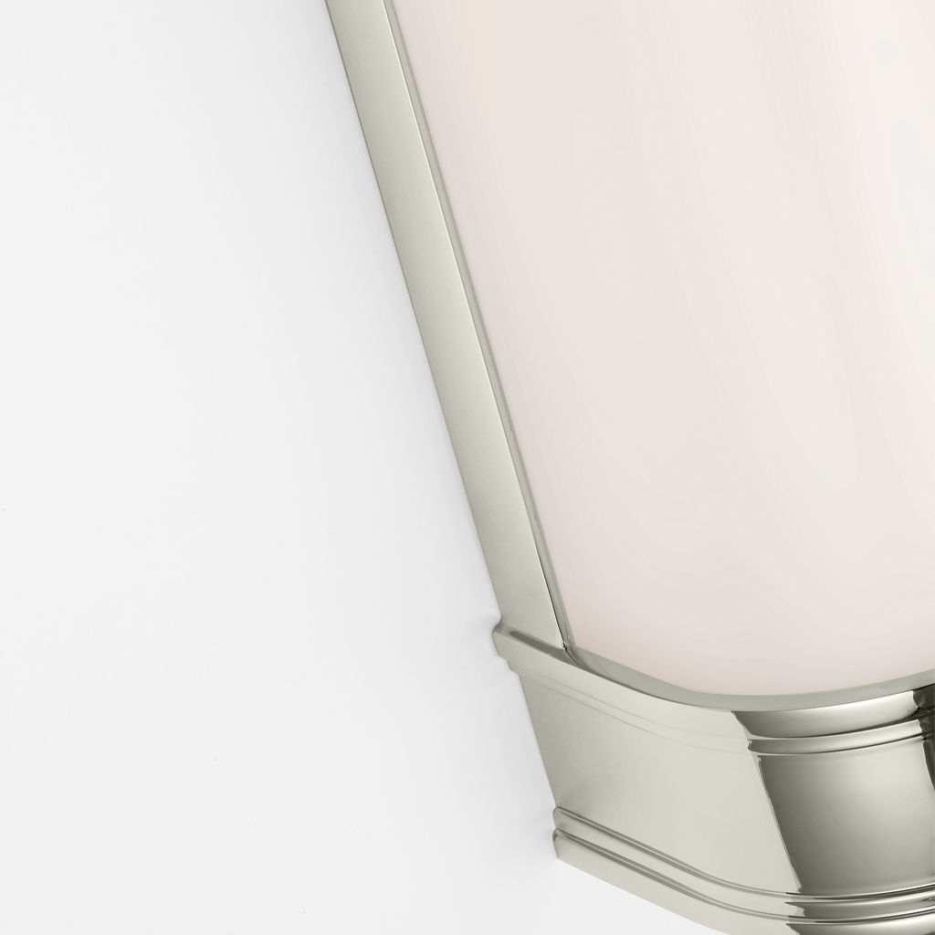 Marden 30" Salon Bath Sconce | Polished Nickel | White Glass