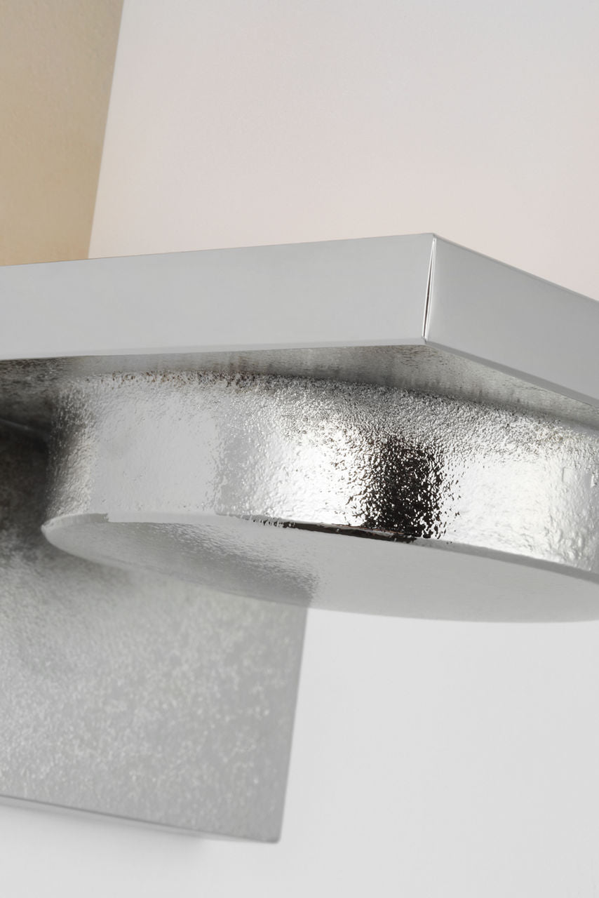 Cornado 18" Indoor/Outdoor Hurricane Sconce | Museum Nickel | Etched Crystal