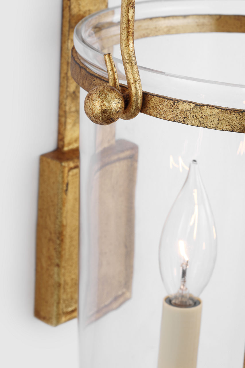Lorford Medium Sconce | Gilded Iron | Clear Glass