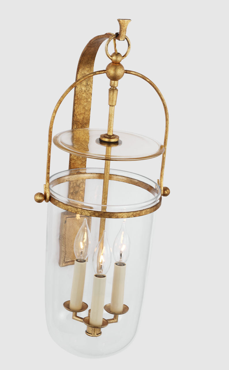 Lorford Medium Sconce | Gilded Iron | Clear Glass