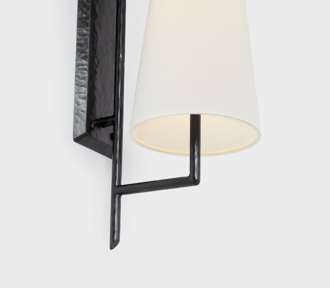 Ashton Large Single Sculpted Sconce | Aged Iron | Linen Shade