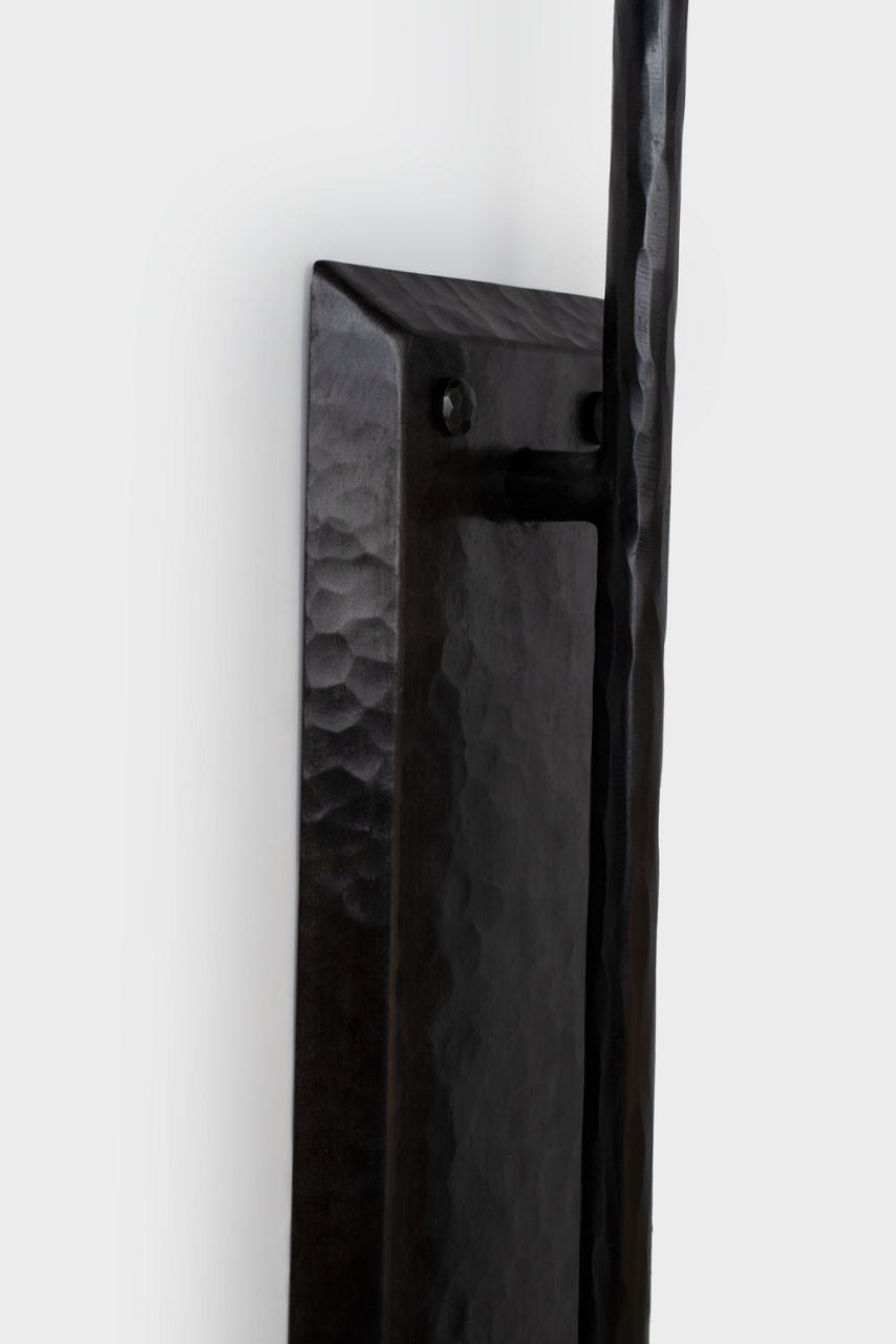 Ashton Large Single Sculpted Sconce | Aged Iron | Linen Shade