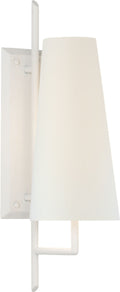 Ashton Large Single Sculpted Sconce | Plaster White | Linen Shade