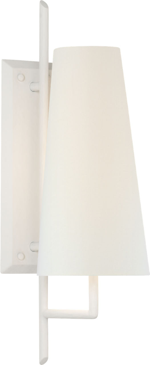Ashton Large Single Sculpted Sconce | Plaster White | Linen Shade