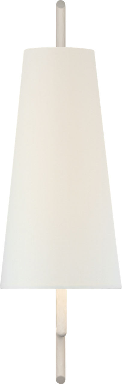 Ashton Large Single Sculpted Sconce | Plaster White | Linen Shade