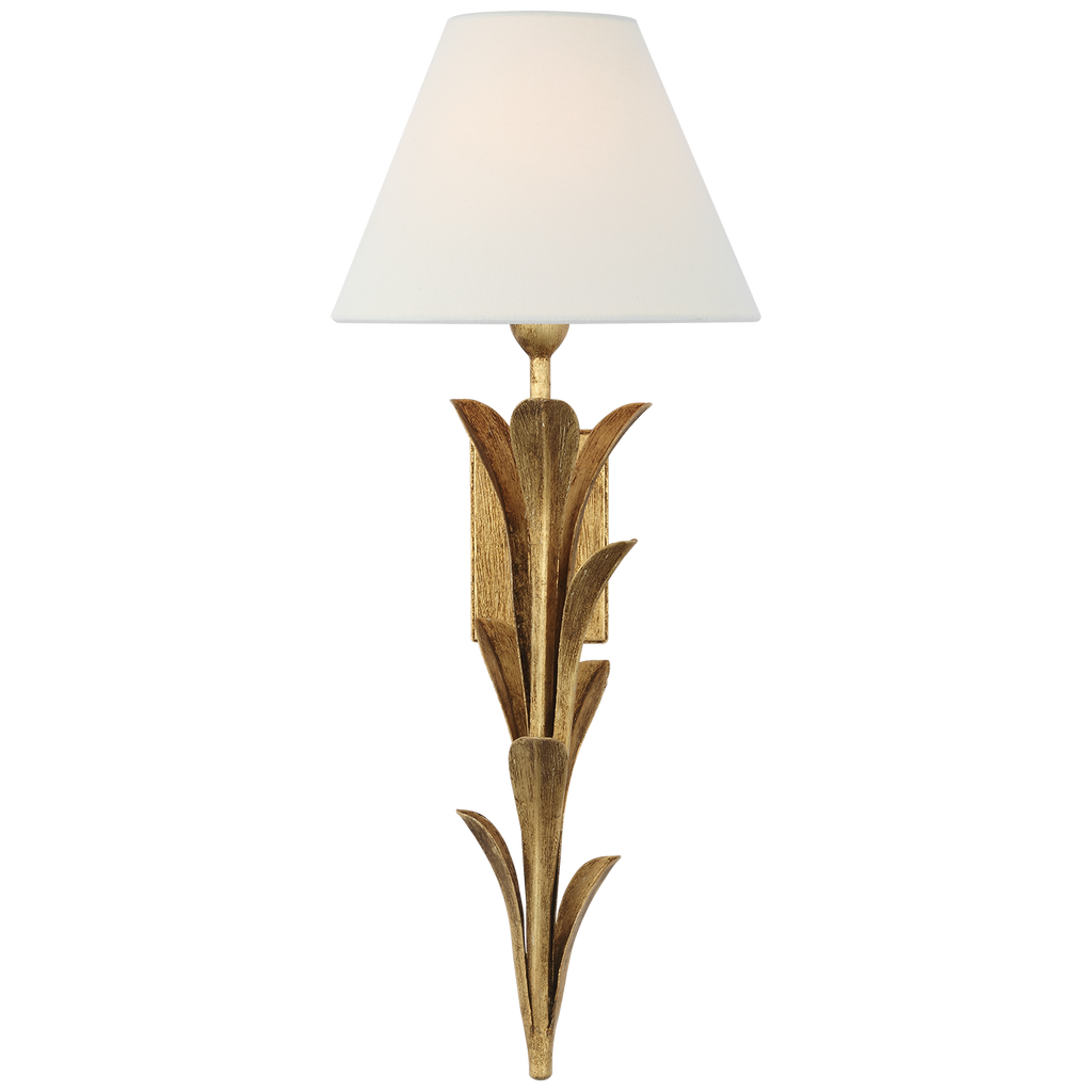 Provenz 20" Tail Sconce | French Gild | Linen Shade
