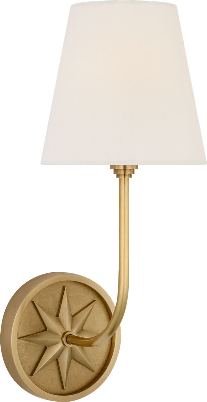 Polaris 15" Sconce | Antique-Burnished Brass | Linen Shade