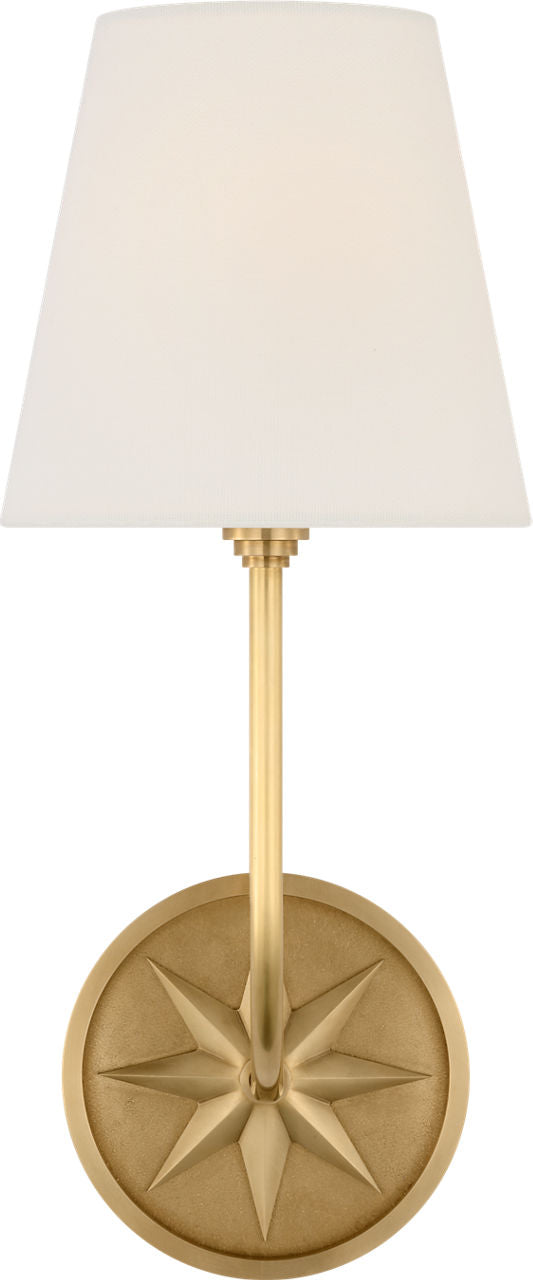 Polaris 15" Sconce | Antique-Burnished Brass | Linen Shade