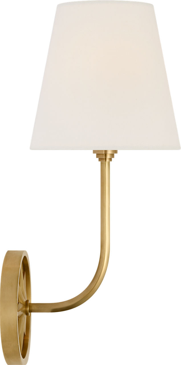 Polaris 15" Sconce | Antique-Burnished Brass | Linen Shade