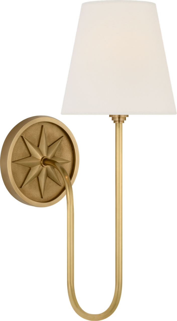Polaris 17" Single Sconce | Antique-Burnished Brass | Linen Shade